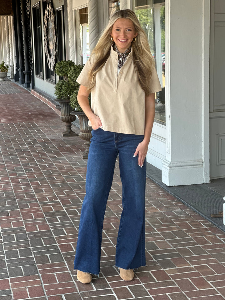Let It Be Easy Beige Top