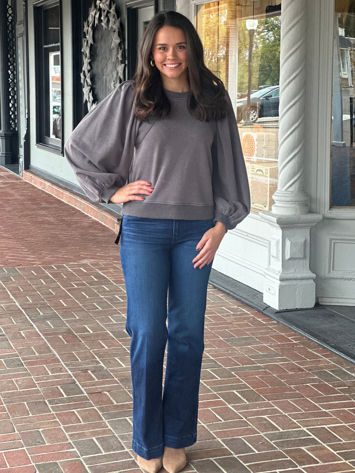 Count On Me Top in Charcoal