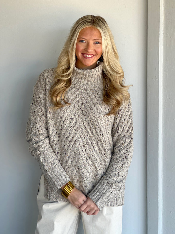 Charlie B Diagonal Cable Sweater in Oat