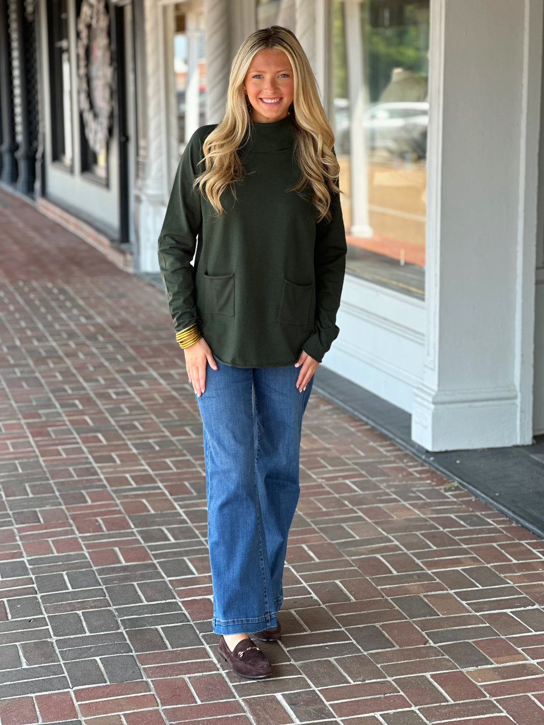 French Dressing Cowl Neck Sweater in Spruce