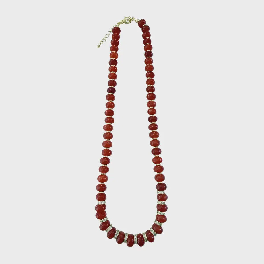 Harlow Beaded Necklace in Red