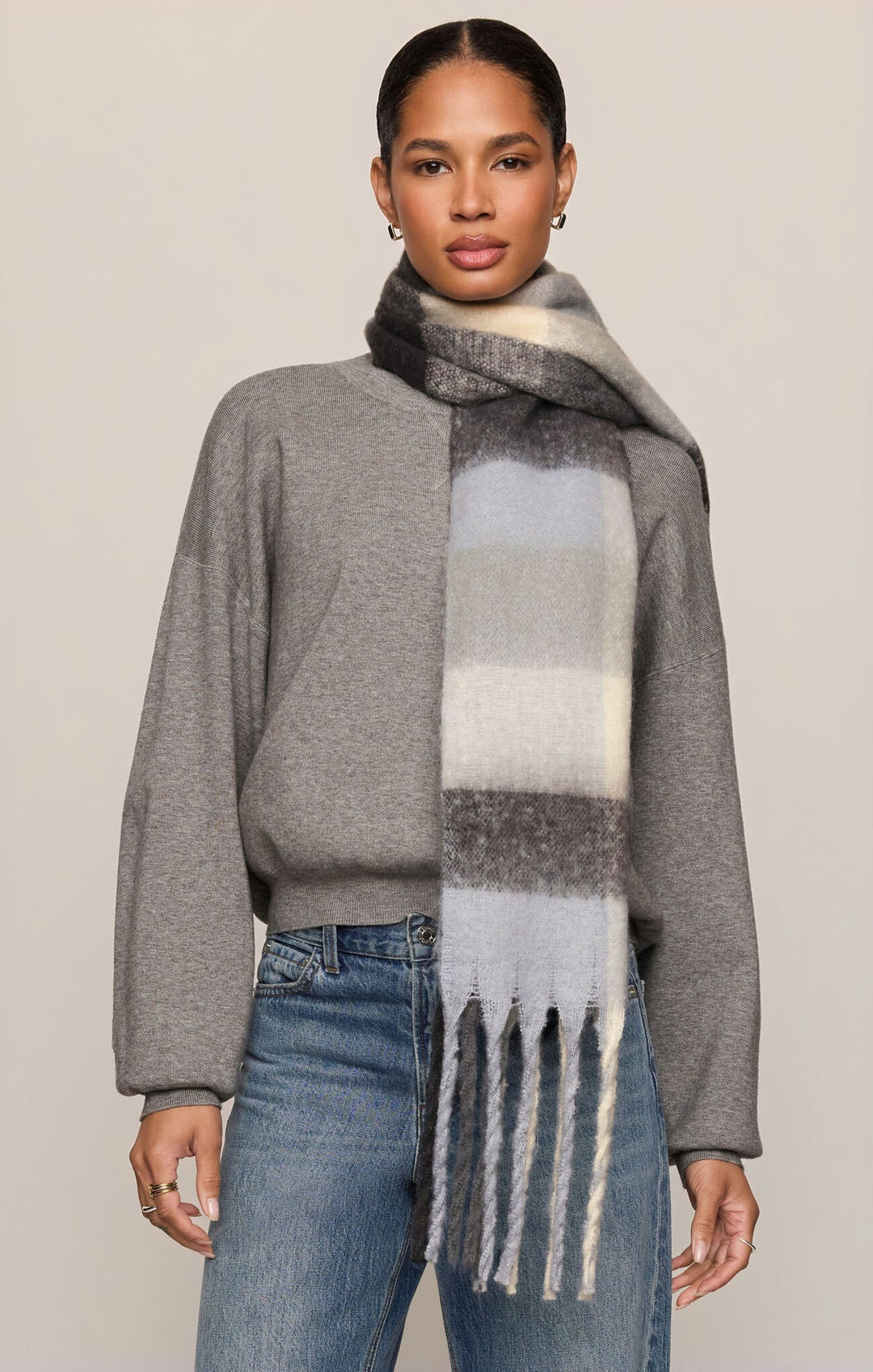 Z Supply Plaid I Met You Scarf in Silverlake