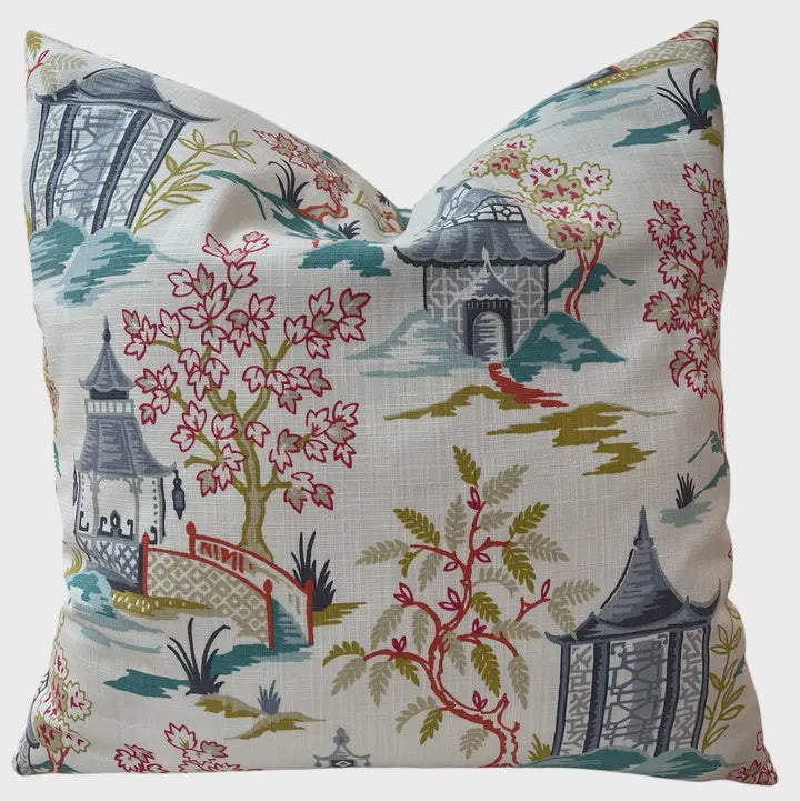 Hestor Chinoiserie Throw Pillow with Feather Insert