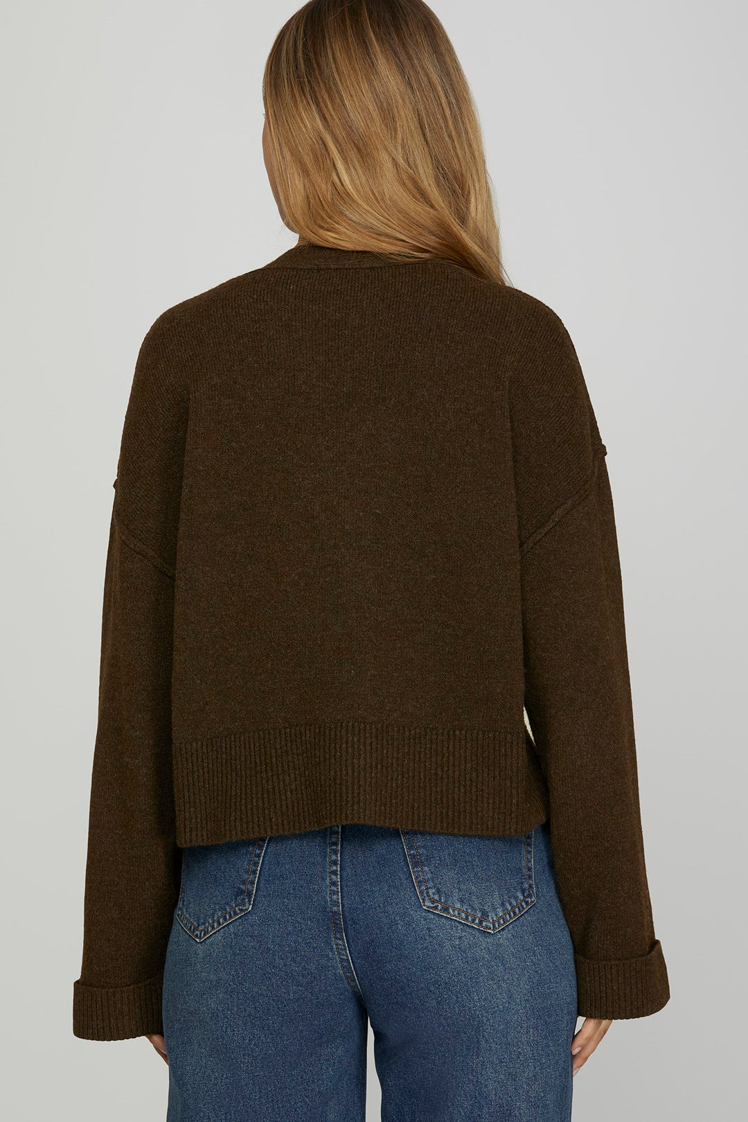 Brown Button Down Sweater Cardigan