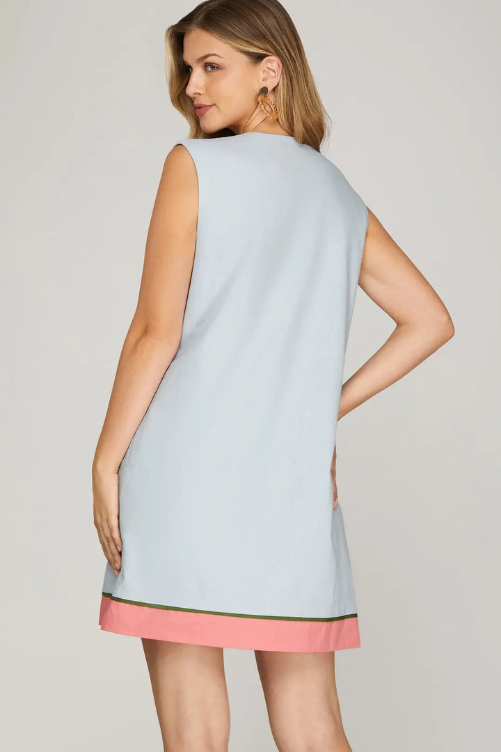 Blue Sleeveless Mini Dress