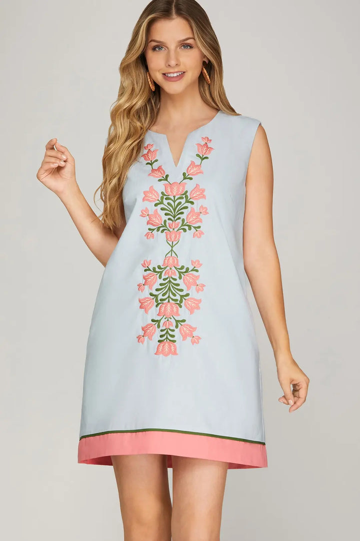 Blue Sleeveless Mini Dress