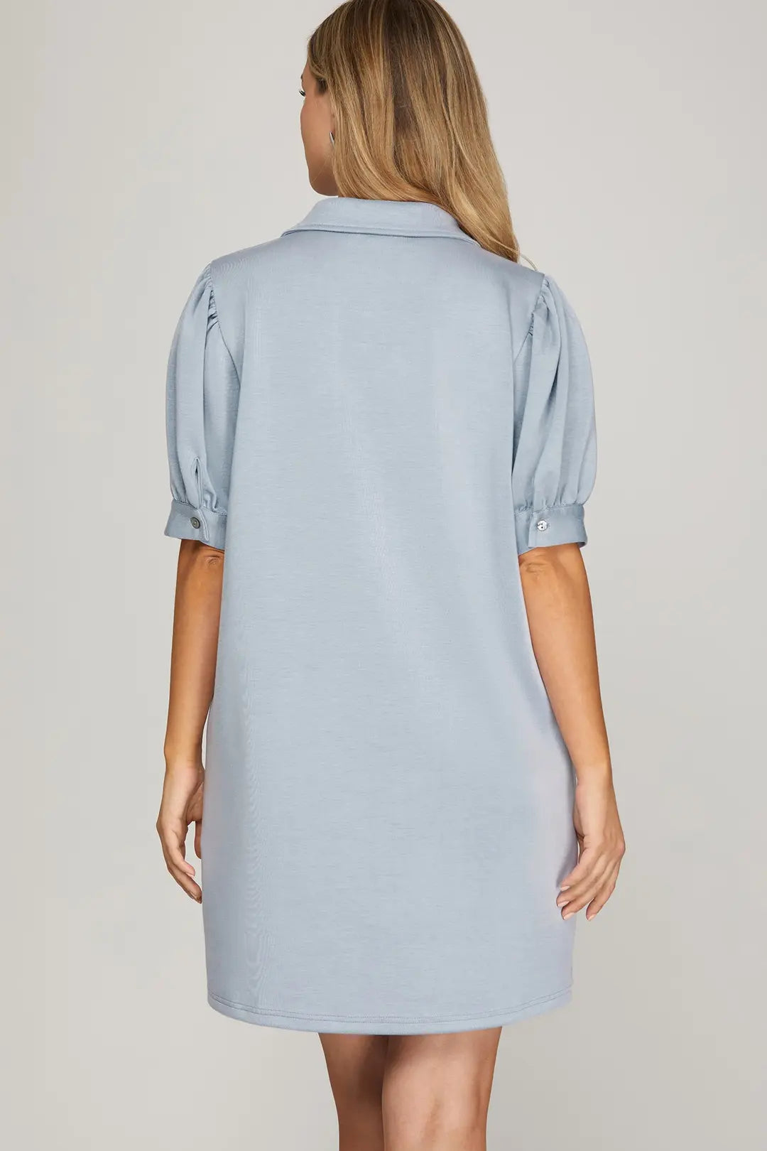 Blue Short Sleeve Mini Dress