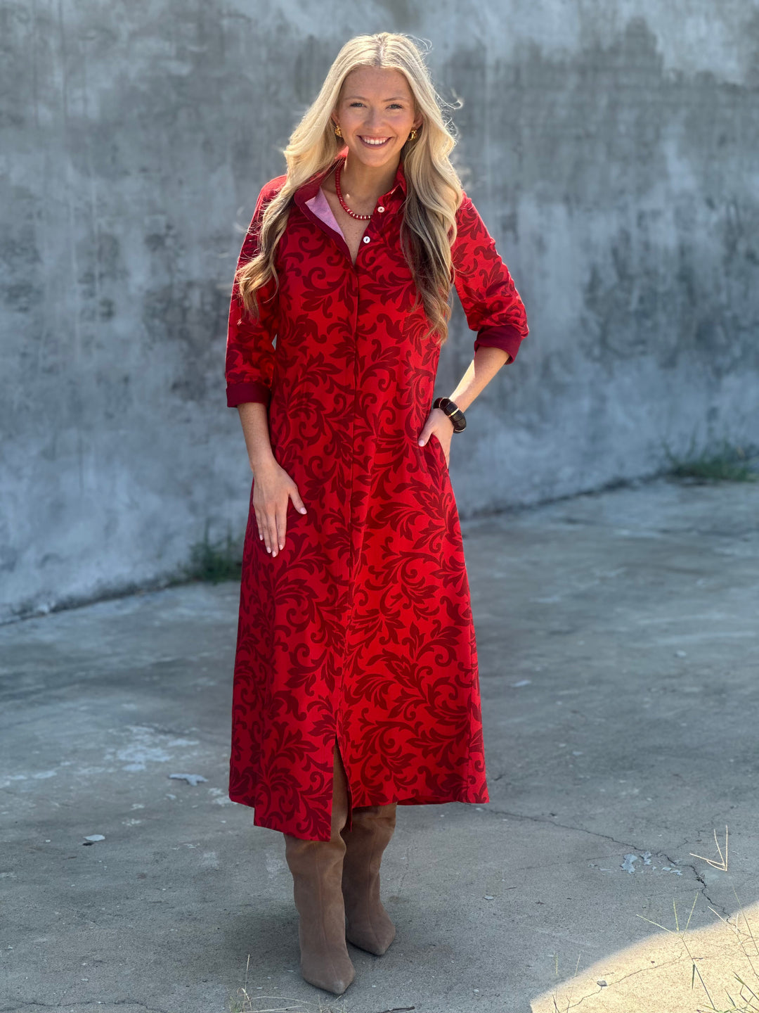 Perlavera Neo Maxi Dress in Damask Red