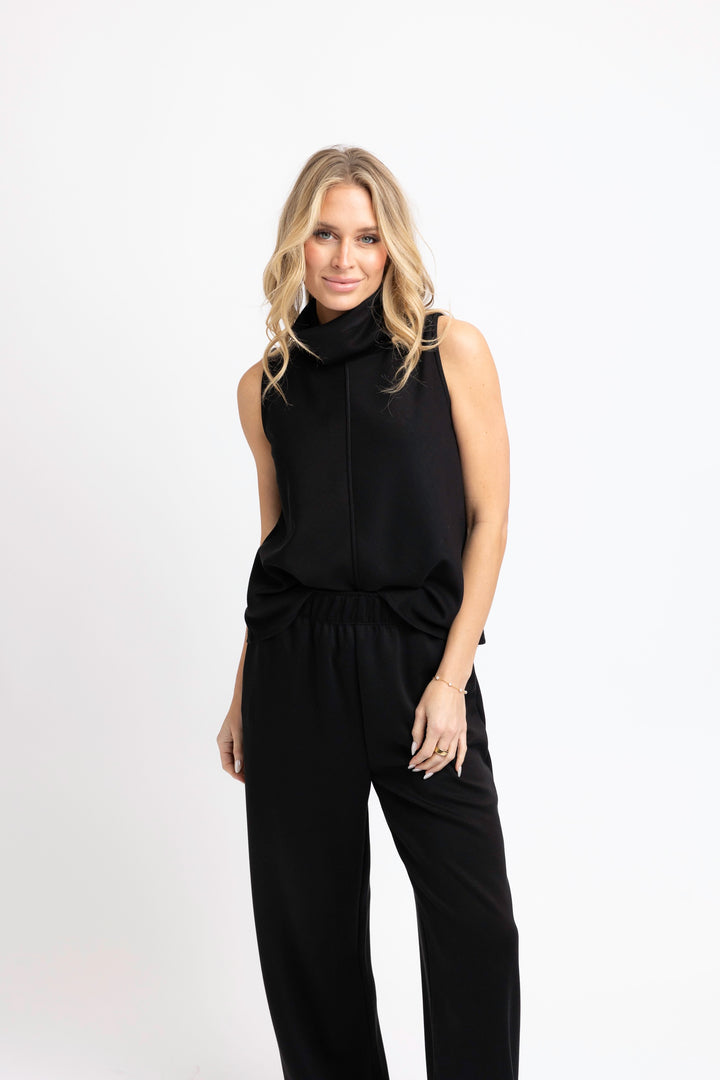Black Sleeveless Mock Neck Top