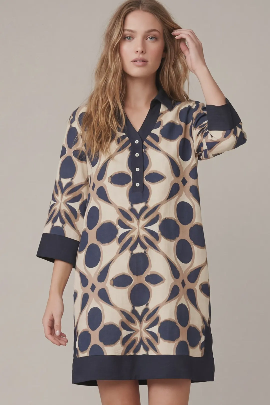Glad To Be Here Navy Printed Mini Dress