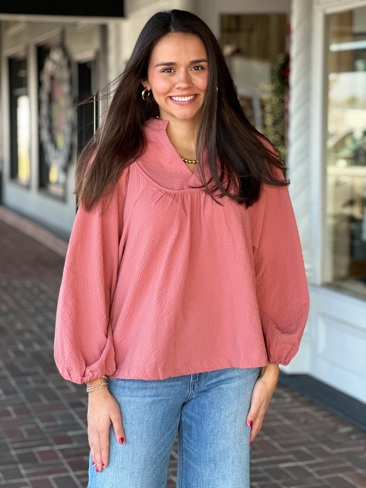 Textured Dusty Rose Top