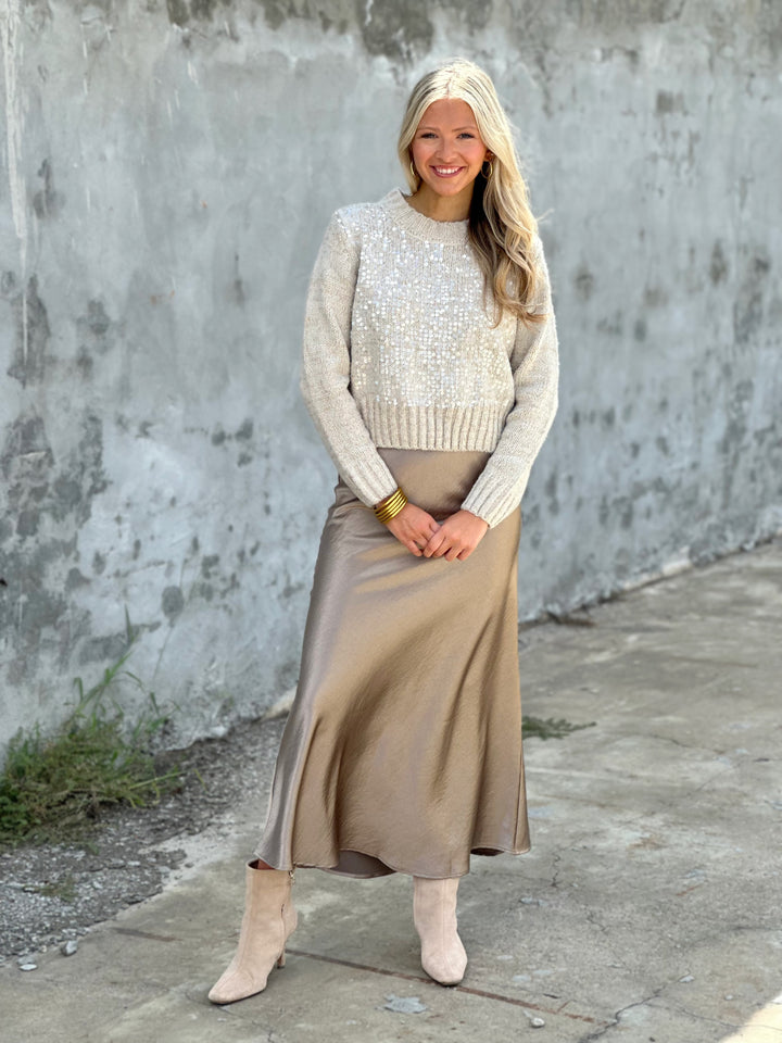 Glacier Gray Sequined Long Sleeve Sweater