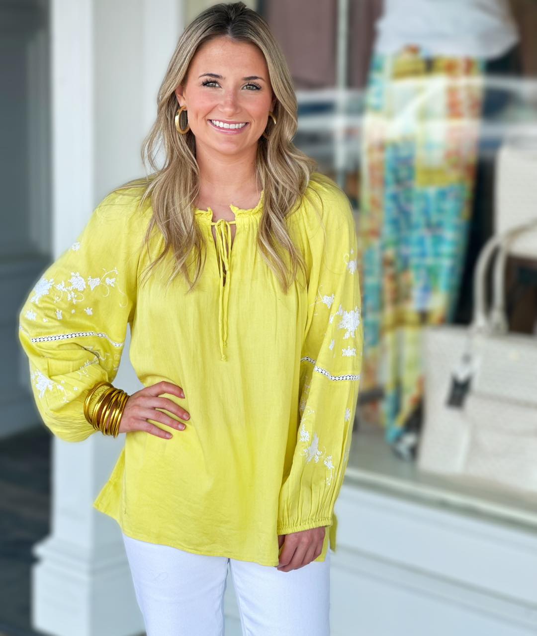 Dylan Embroidered Blouse In Lemon