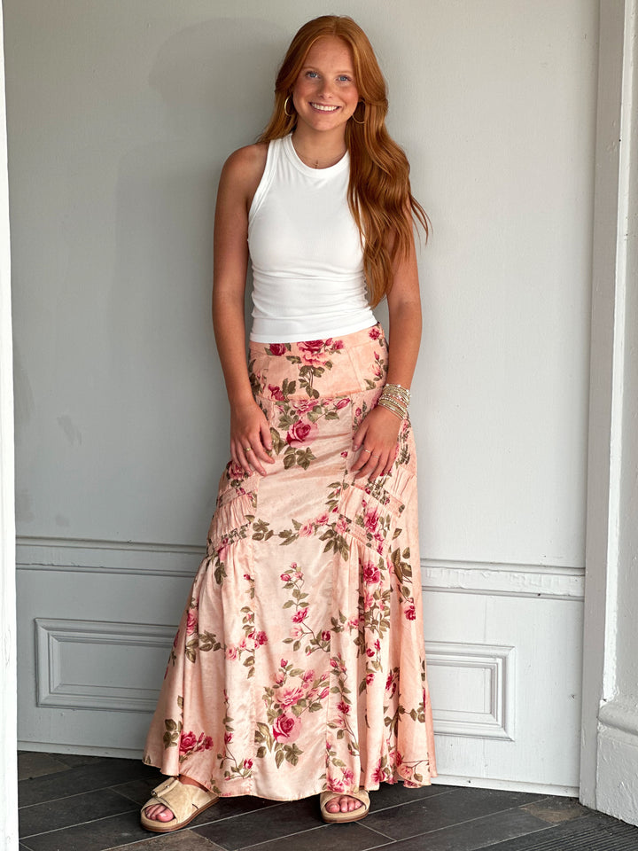 Free People Rowan Maxi Skirt in Falling Floral - Mauve