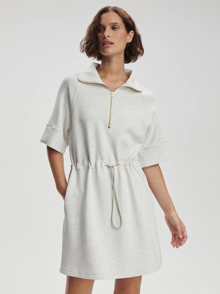 Varley Paisley Half-Zip Dress in Ivory Marl