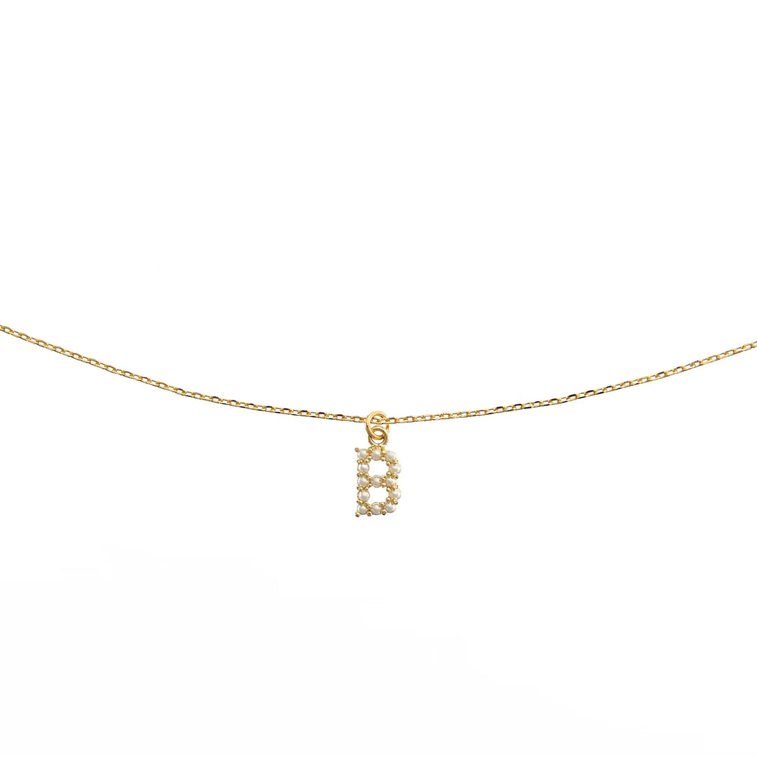 Brenda Grands Dainty Love Pearl Initial Necklace