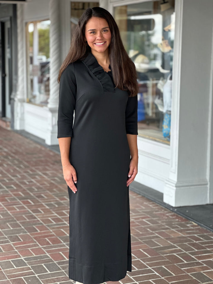 Gretchen Scott Ruffneck Maxi Dress in Black