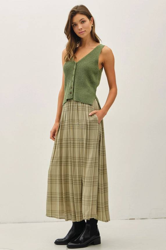 Seasons Change Plaid Skirt in Spruce
