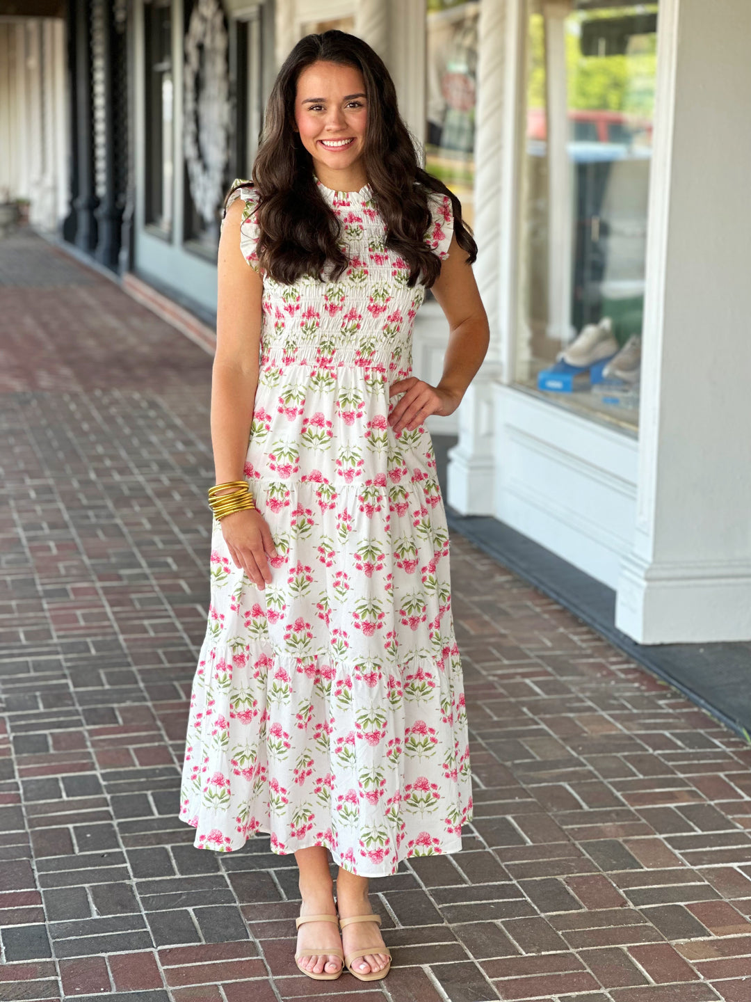 Right Where You Are Printed White Maxi Dress