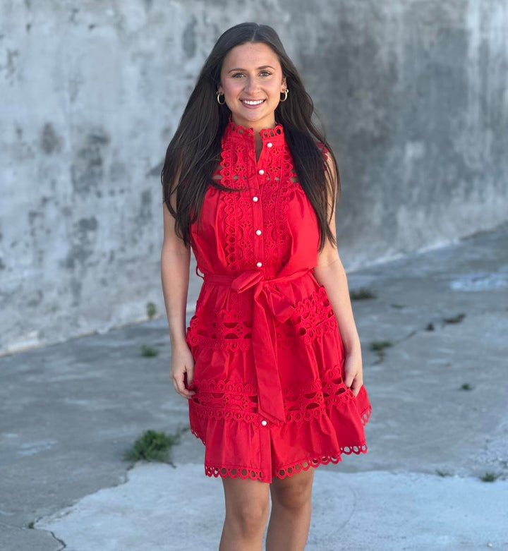 Favorite Red Pearl Button Dress