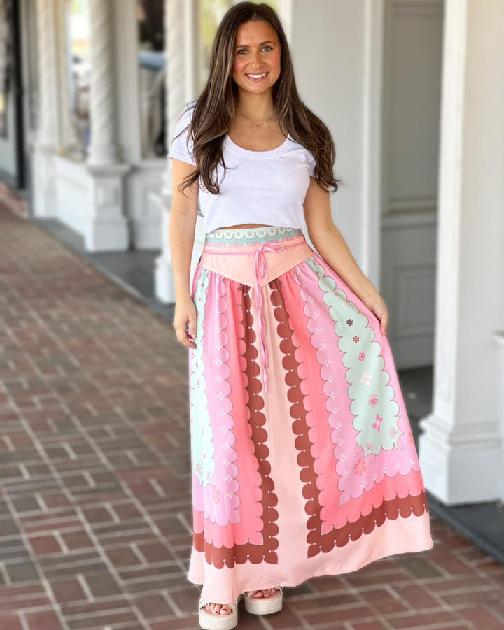 Waves Of Paradise Printed A-Line Skirt