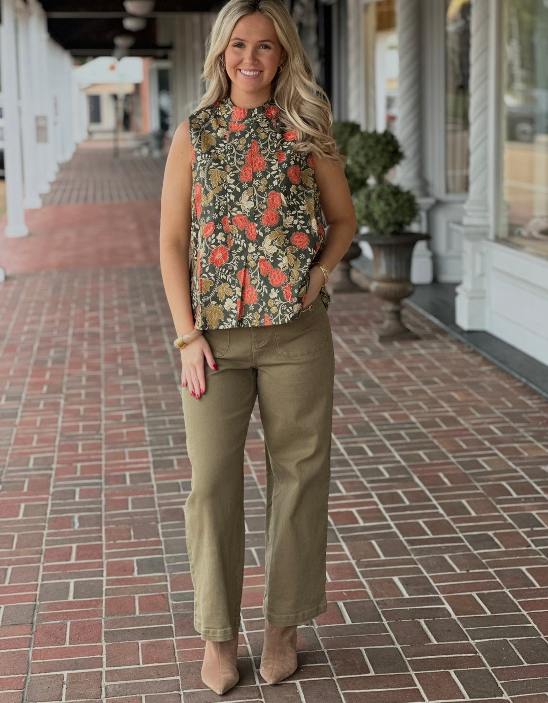 Ease Into It Green Floral Top