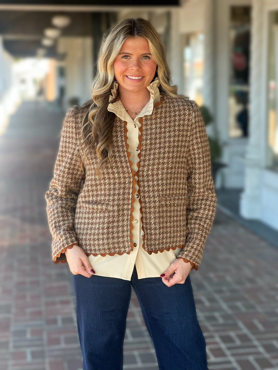 Come Together Brown Houndstooth Coat