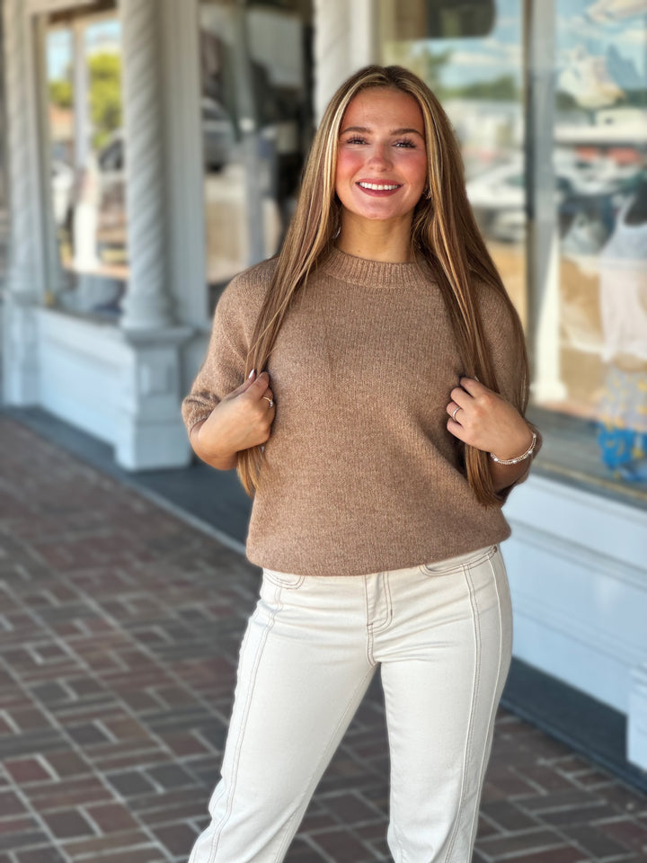 Charlie B Balloon Sleeve Sweater in Sesame