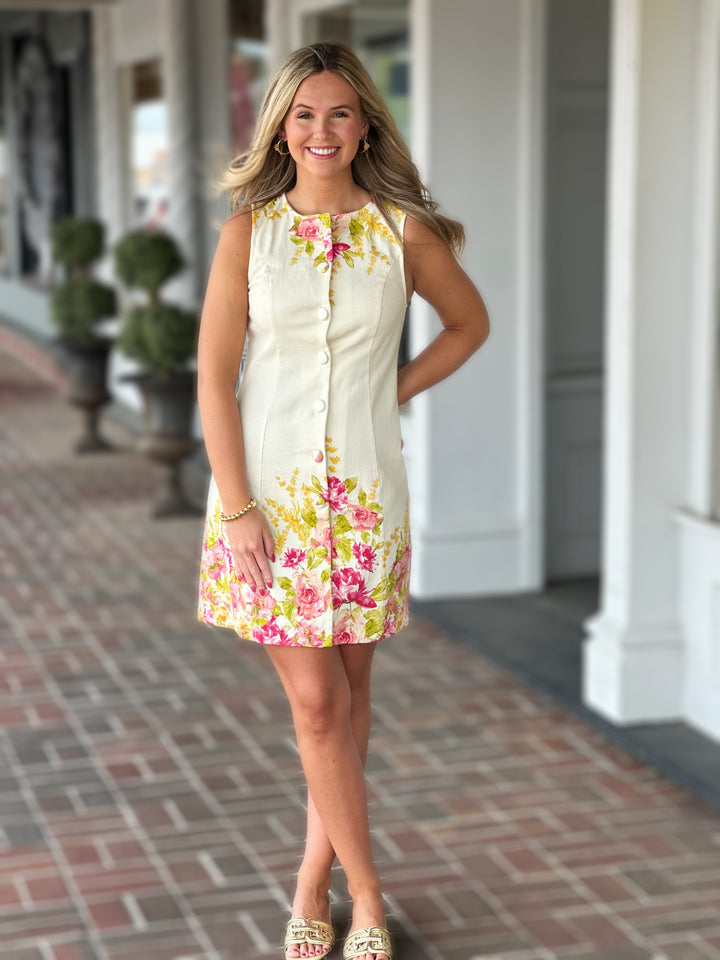 Ivory Printed Woven Mini Dress