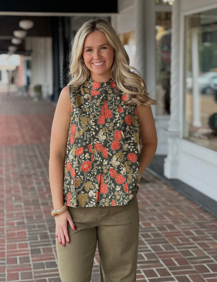Ease Into It Green Floral Top