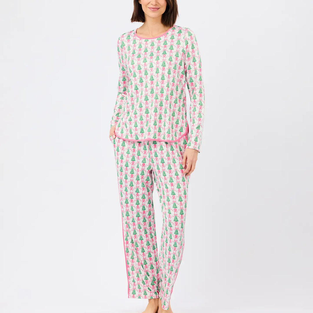 Melody Winter Pines Pant Set in Pink