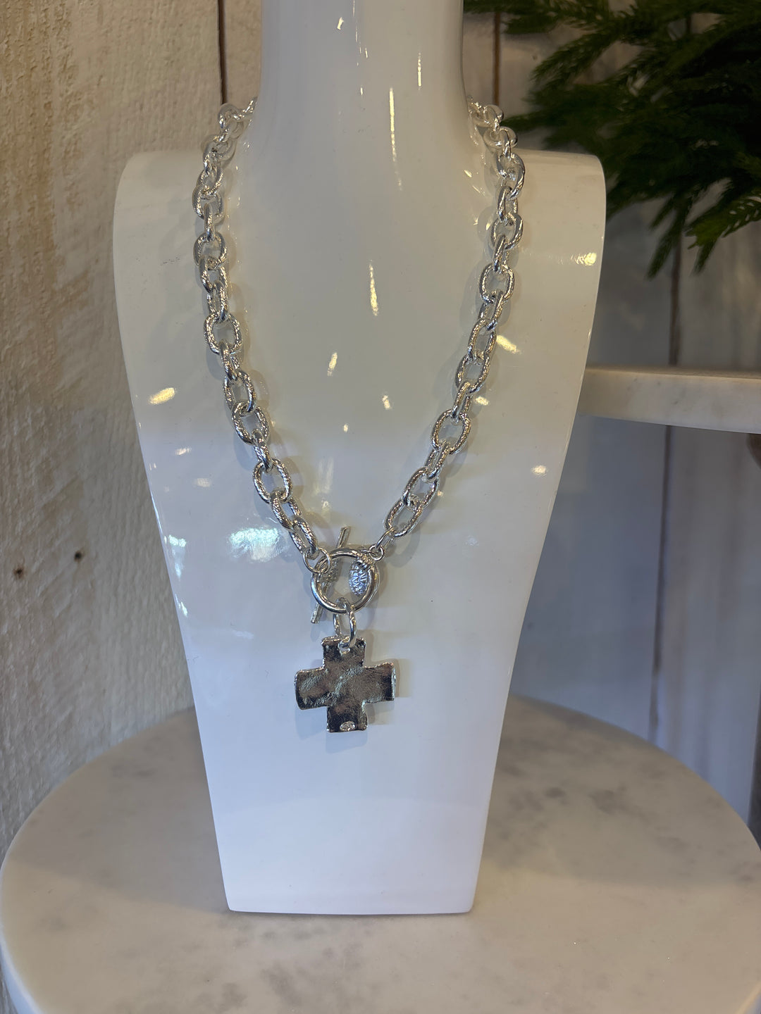Susan Shaw Silver Chain Cross Necklace