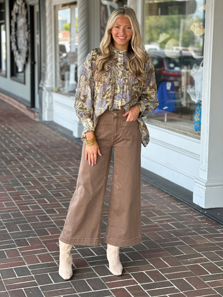 Mistful Lavender Button Down Top