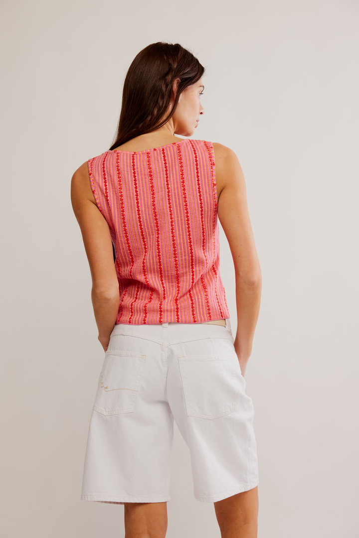 Free People Tilly Vest in Printed Punch Cherry Combo