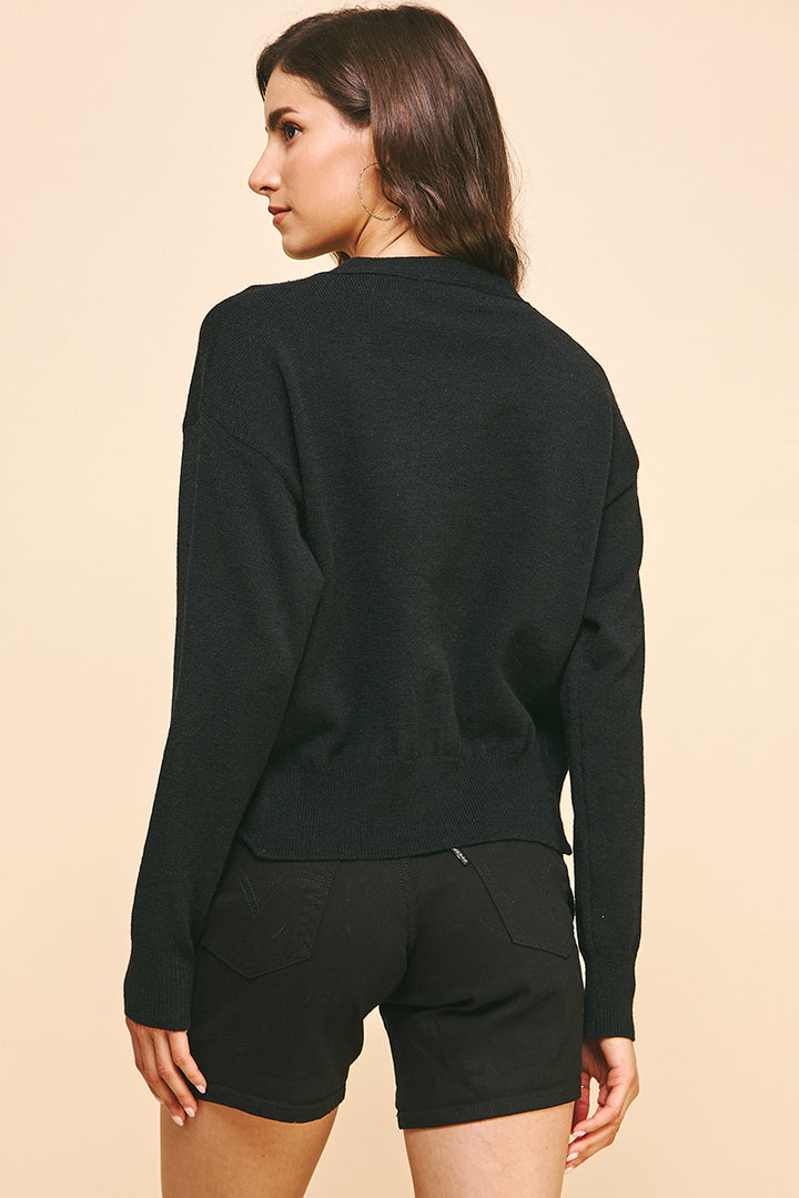 Black Raw Hem Cardigan