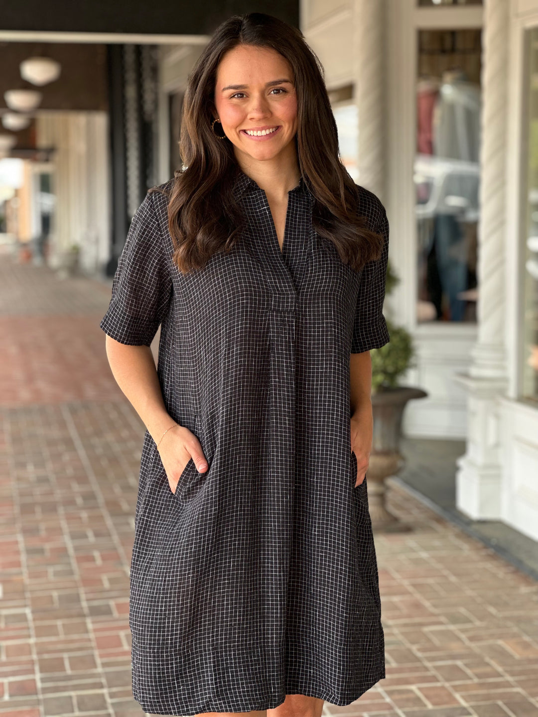 Eileen Fisher Classic Collar Mini Dress in Black