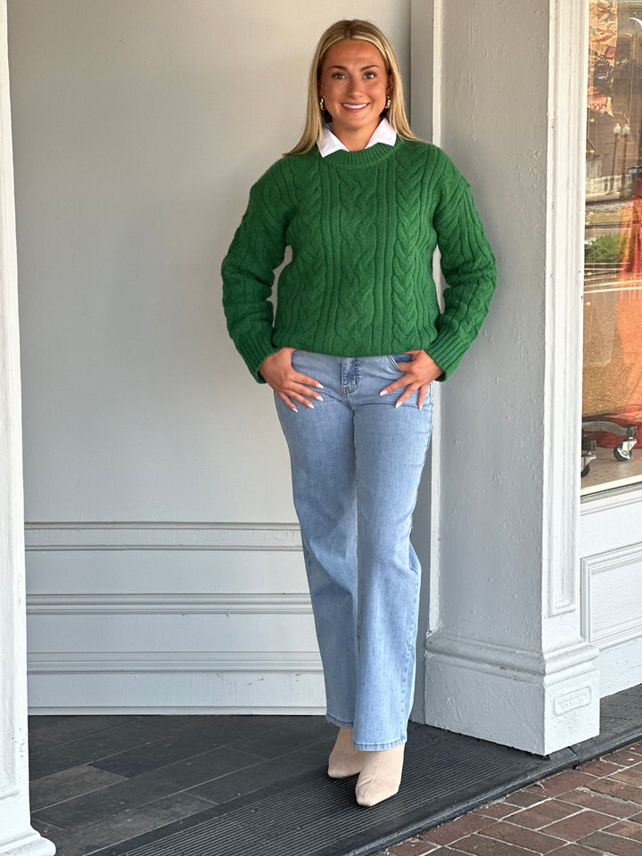Green Cable Knit Sweater