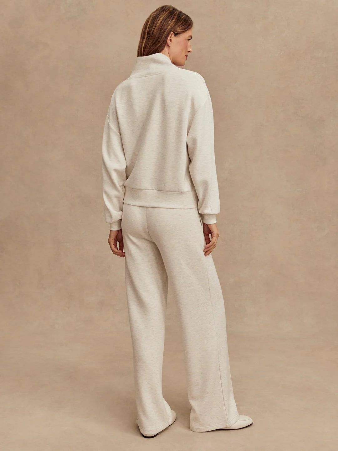 Varley The Wide Leg Pant 28" in Ivory Marl