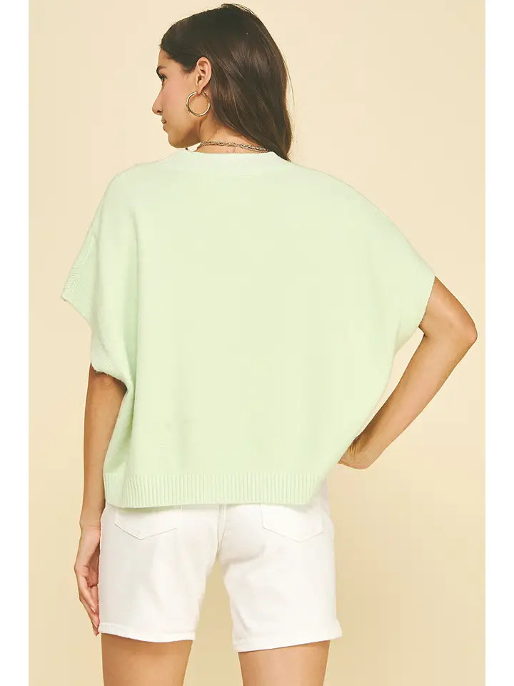 Dropped Shoulder Sweater Top in Sage Green