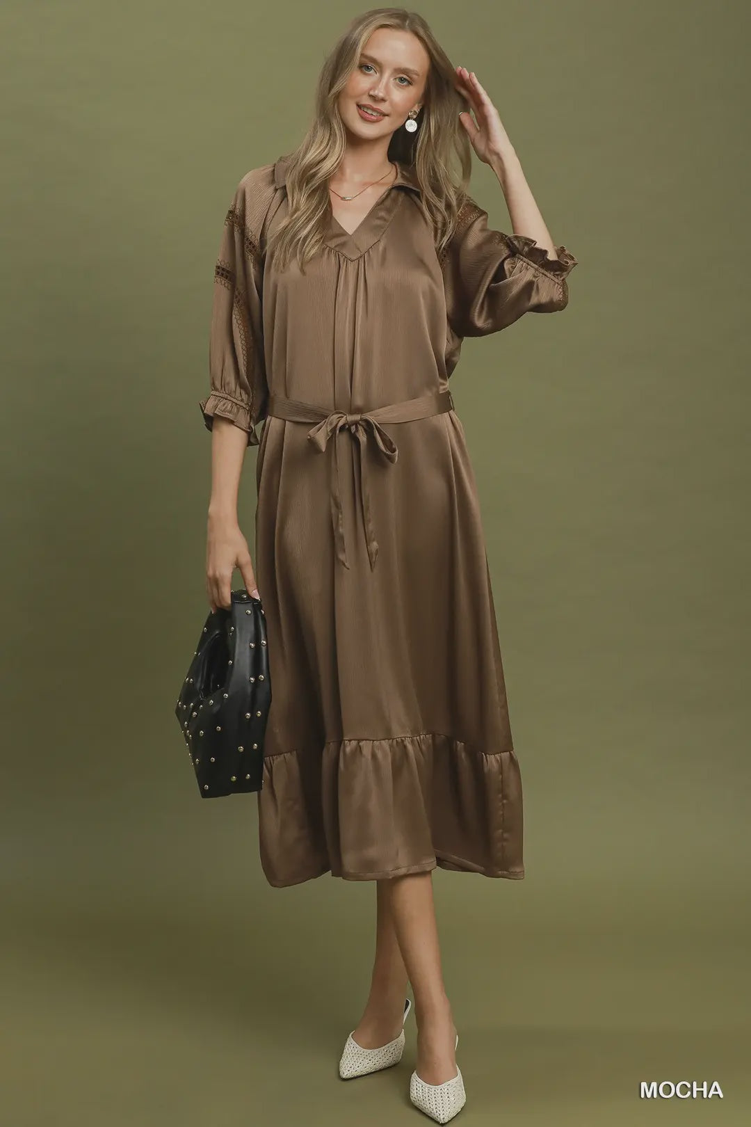 Right At Home Satin Mocha Maxi Dress