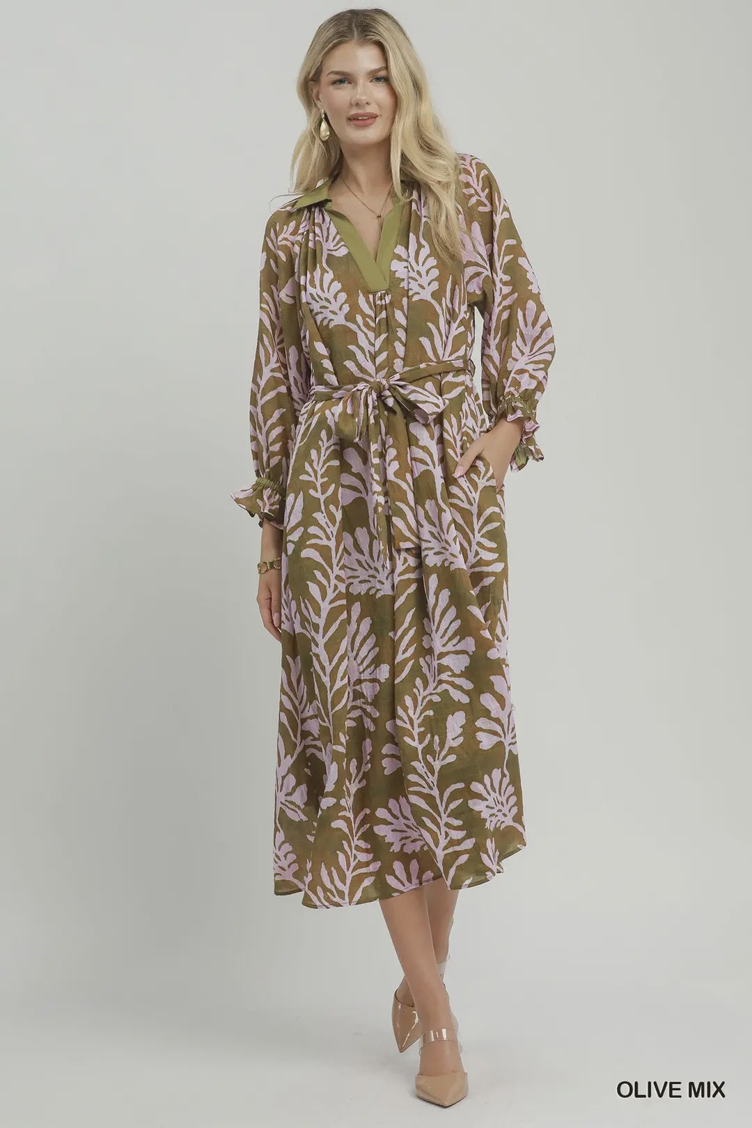 Bound To Be Olive Printed Maxi Dress