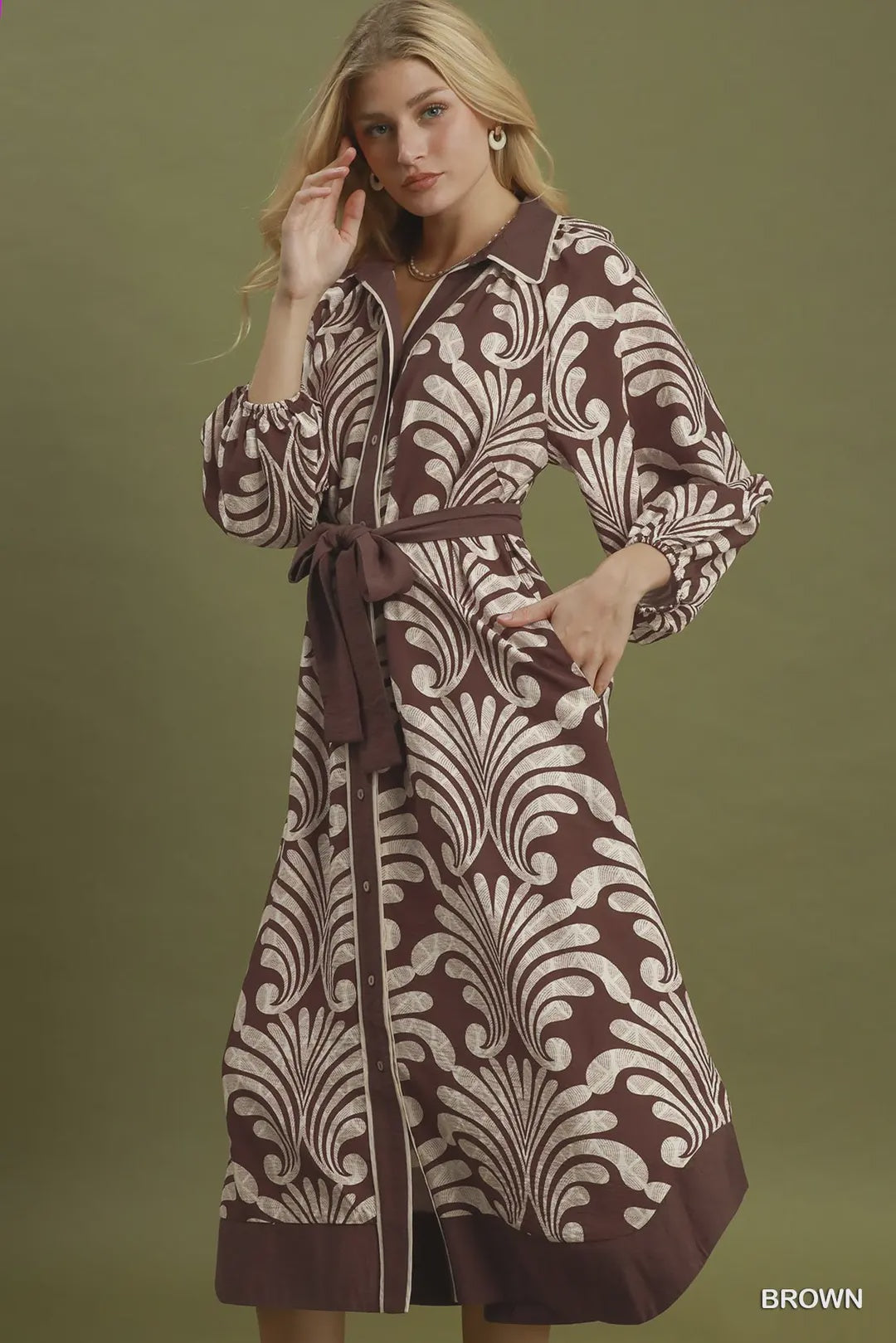 Leading The Way Brown Printed Maxi Dress