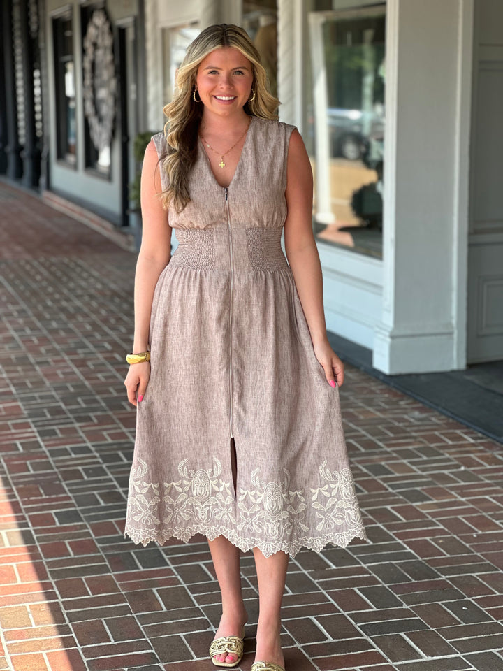 Go Time Brown Midi Dress