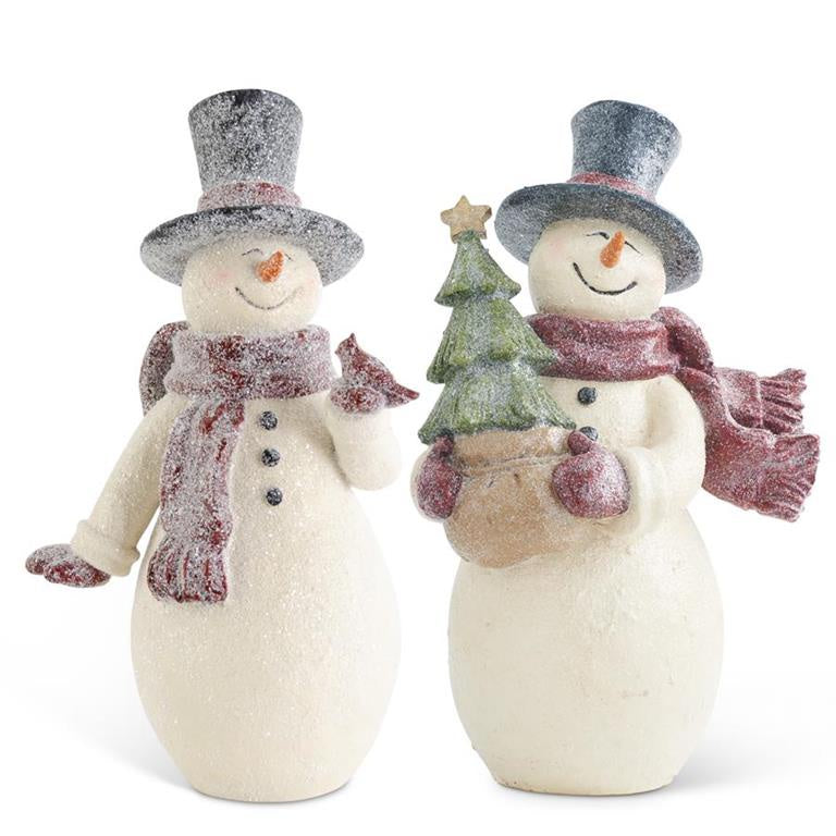 14.75 Inch Glittered Resin Vintage Snowmen (sold individually)