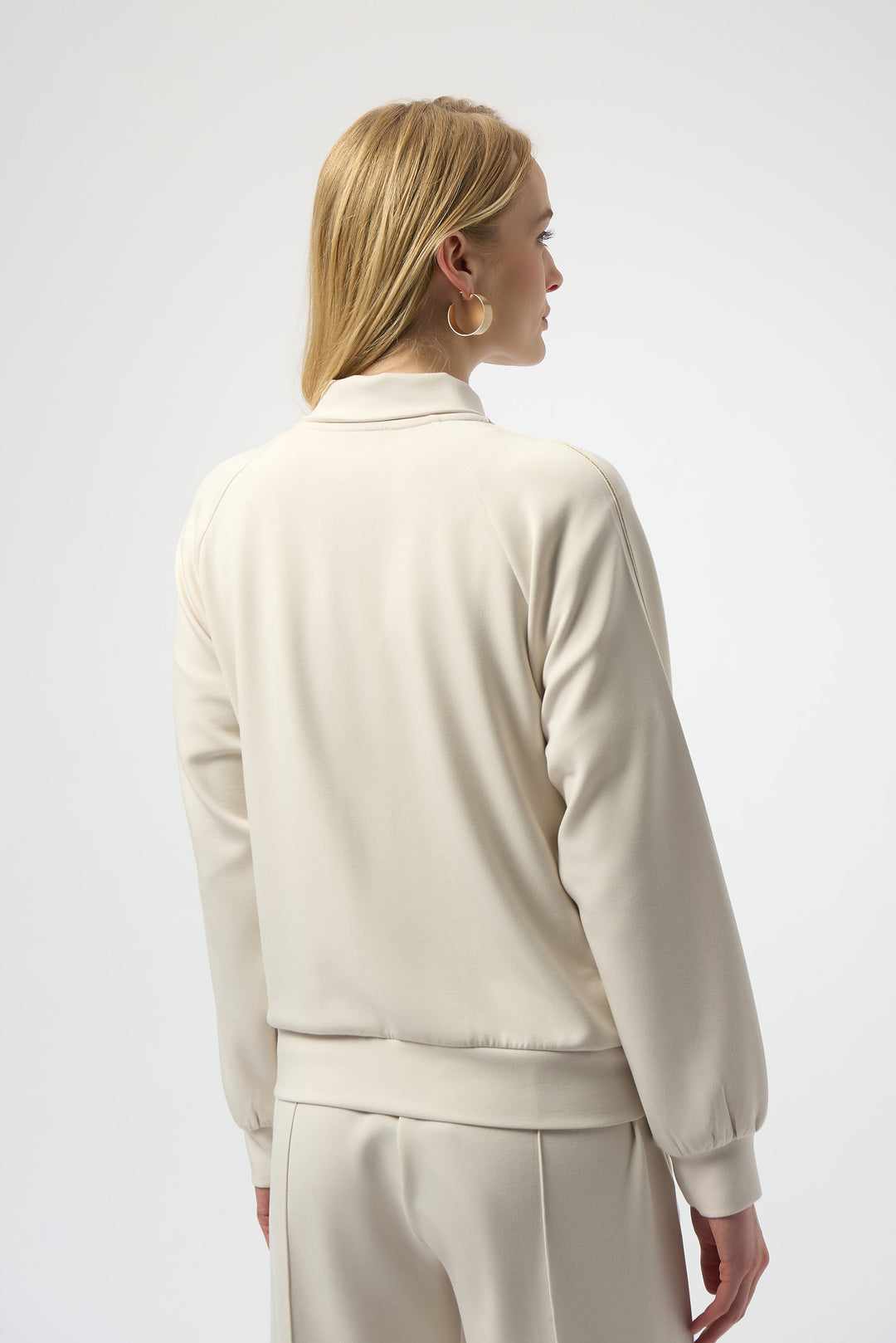 Joseph Ribkoff Casual Zipper Collared Top in Birch