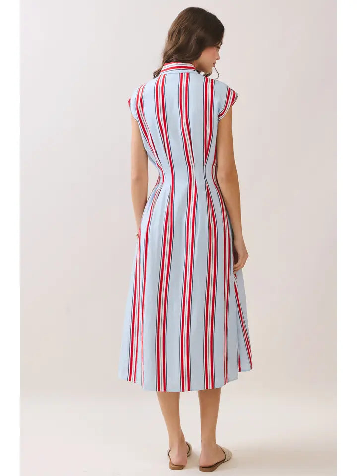 Simple Joys Stripe Midi Dress in Blue