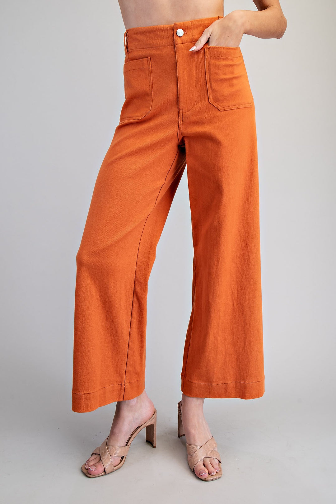 Soft Washed Wide Leg Pants in Clay