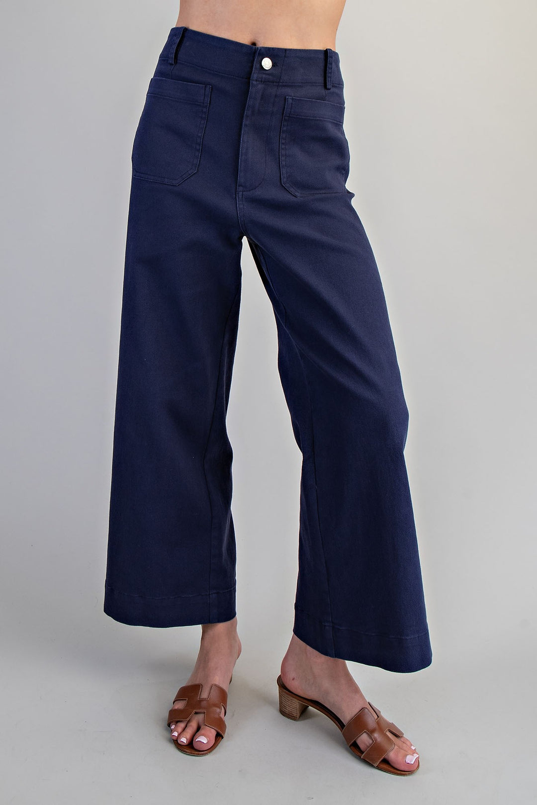 Soft Washed Wide Leg Pants in Navy