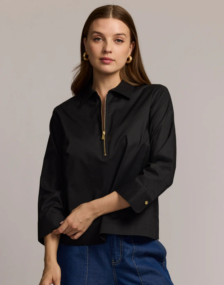 Hinson Wu Alessa 3/4 Sleeve Shirt in Black
