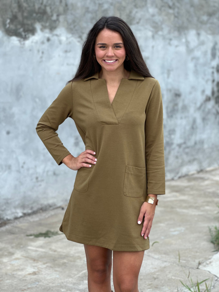 Patch Pocket Olive Dress